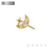 IMPLANT GRADE TITANIUM THREADLESS PUSH IN MULTI CZ STAR WITH MOON TOP PART